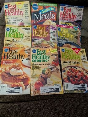 Pillsbury Fast and Healthy Cooking Magazine Lot - Assorted Covers. Vintage